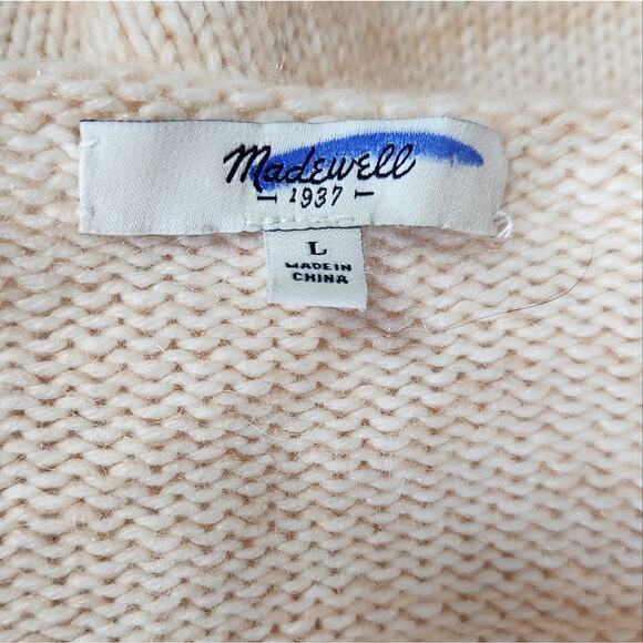 Madewell Threadmix Boatneck Sweater Light Orange Peach Boxy Knit Size Large - Picture 10 of 11